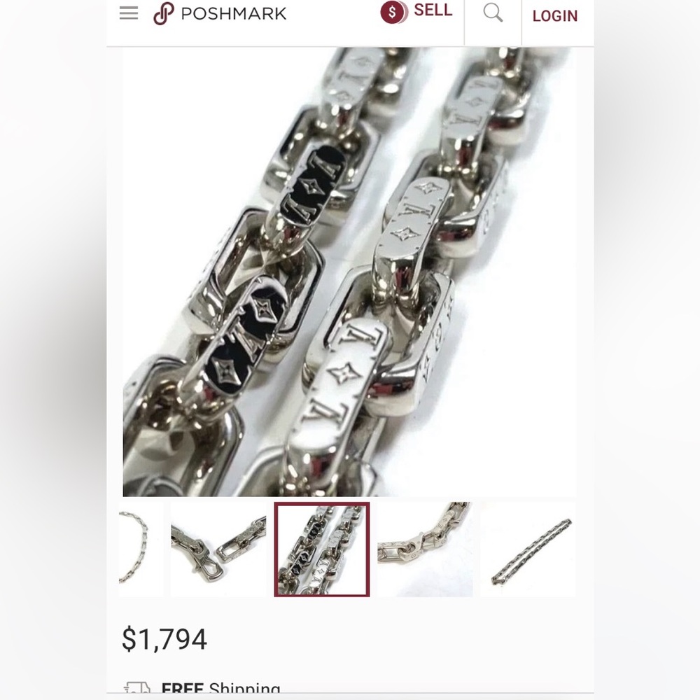Louis Vuitton Silver Monogram Necklace